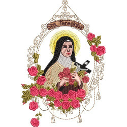 Diseño Para Bordado Santa Teresita En El Marco De Rosas 3