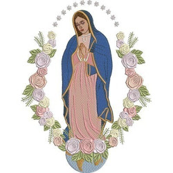 Matriz De Bordado Virgem De Guadalupe Na Moldura De Flores 1
