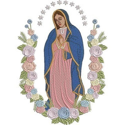 Matriz De Bordado Virgem De Guadalupe Na Moldura De Flores 2