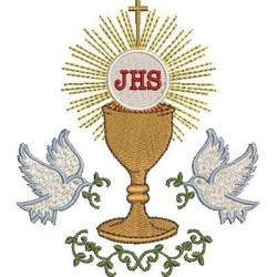 Embroidery Design Host Consecrated With Doves