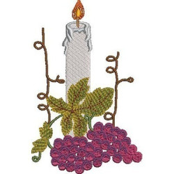 Embroidery Design Candle Decorated With Grape