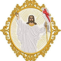 Matriz De Bordado Medalha Jesus Ressuscitado 14 Cm
