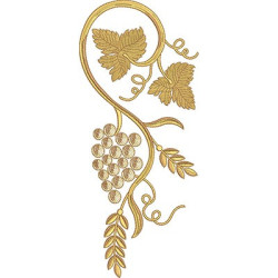 Embroidery Design Golden Bunch Of Grape With Wheats 35 Cm