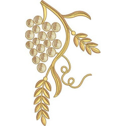 Embroidery Design Golden Bunch Of Grape With Wheats 27 Cm