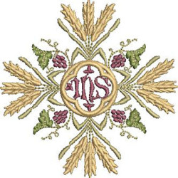 Embroidery Design Jhs With 8 Cm Wheats And Grapes