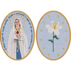 Diseño Para Bordado Medalla Delantero Y Lado Nuestra Señora Del Corazón Roto