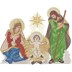 Embroidery Design Holy Family Manger 20 X 25 Cm