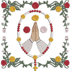 Embroidery Design Our Lady Of The Mystical Rose Rosary..