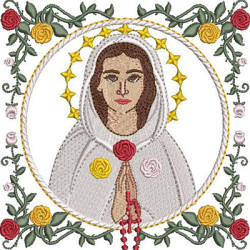 Matriz De Bordado Medalha Nossa Senhora Da Rosa Mística 2