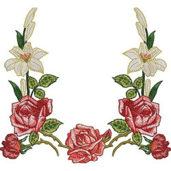 Matriz De Bordado Moldura De Lirio E Rosas