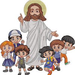 Embroidery Design Jesus ​​is Cute With Children