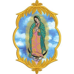 Matriz De Bordado Guadalupe Na Moldura Aplicada 25 Cm..