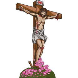 Embroidery Design Jesus Crucified With Flowers