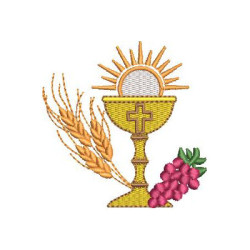 Matriz De Bordado Cálice Com Trigos E Uvas 7 Cm