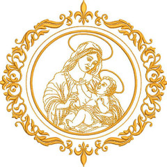 Matriz De Bordado Medalha De Nossa Senhora Contornada..