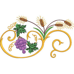 Matriz De Bordado Arabesco Com Trigos E Uvas 30 Cm