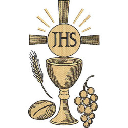 Matriz De Bordado Cálice Com Hóstia Consagrada Pão Uvas E Trigos