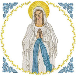 Diseño Para Bordado Medalla Nuestra Señora De Lourdes 13 Cm