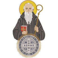 Diseño Para Bordado San Benito Con Medalla
