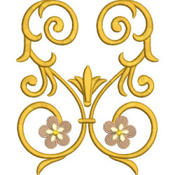 Diseño Para Bordado Arabescos Dorados Con Flores