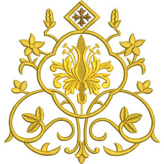 Embroidery Design Golden Arabesques With Flowers 2..