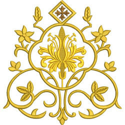 Diseño Para Bordado Arabescos Dorados Con Flores 2