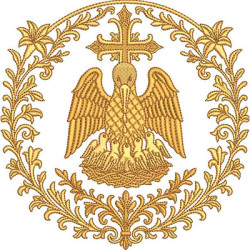 Matriz De Bordado Pelicano Liturgico Na Moldura Com Lírios 15 Cm