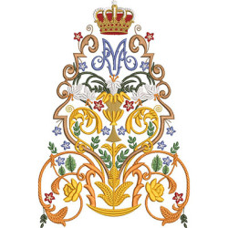 Matriz De Bordado Mariano Com Arabescos Florais 27cm