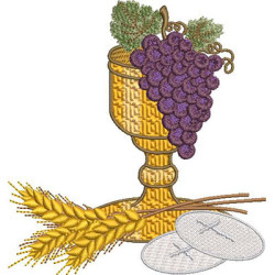 Embroidery Design Goblet With Wheat, Bread And Grapes 12 Cm