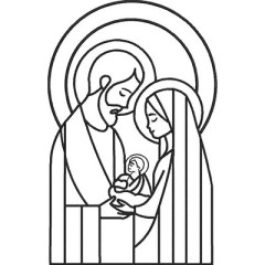 Embroidery Design Holy Family Outlined 20 Cm..