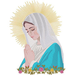 Embroidery Design Virgin Our Lady With Flowers..