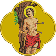 Diseño Para Bordado San Sebastián En Marco Aplicado..