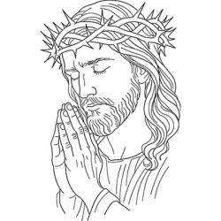 Embroidery Design Jesus ​​christ Praying 29 Cm Outlined