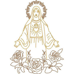 Diseño Para Bordado Inmaculado Corazón De Nuestra Señora Delineado