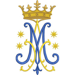 Matriz De Bordado Mariano Com Coroa 28 Cm