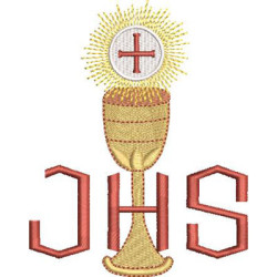 Diseño Para Bordado Cáliz Con Hostia Consagrada Y Jhs De 11 Cm