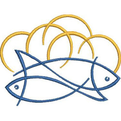 Diseño Para Bordado Siluetas De Pan Y Pescado De 10 Cm