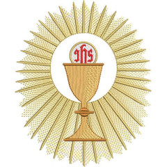 Embroidery Design Chalice With Consecrated Host, 16 Cm..