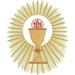 Embroidery Design Chalice With Consecrated Host, 16 Cm