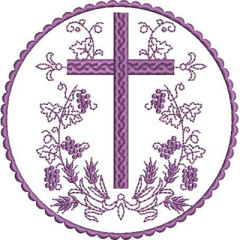 Embroidery Design Cross With Wheat And Grapes 12 Cm..