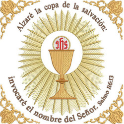 Embroidery Design Decorated Chalice With Verse 19 Cm In Spanish