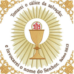 Embroidery Design Decorated Chalice With Verse 19 Cm In Portuguese