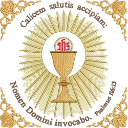 Embroidery Design Decorated Chalice With Verse 19 Cm In Latin
