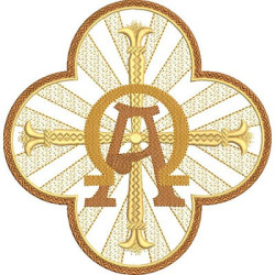 Matriz De Bordado Moldura Cruz Com Alfa E Ômega