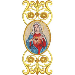 Diseño Para Bordado Inmaculado Corazón De María Vertical Oro