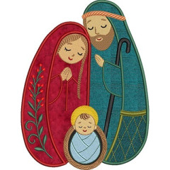 Embroidery Design Cute Holy Family With Fabric Appliqu..