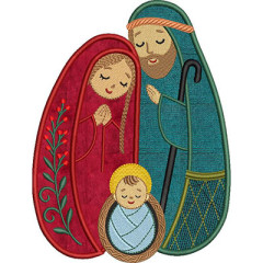 Embroidery Design Cute Holy Family With Fabric Appliqu..