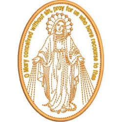 Diseño Para Bordado Medalla Nuestra Señora De Gracia En Inglés 13 Cm
