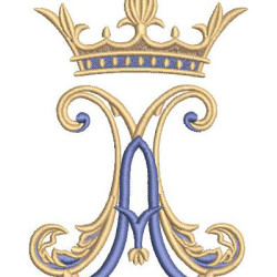 Diseño Para Bordado Mariano Con Corona 15 Cm