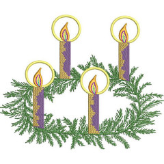 Embroidery Design Wreath With 4 Candles, 18 Cm..